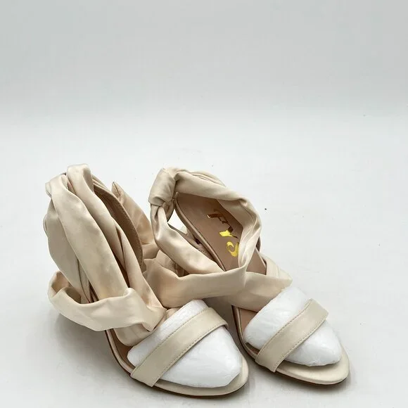 FYS Shoes Fys Women Sexy Open Toe Spool High Heel Satin Lace